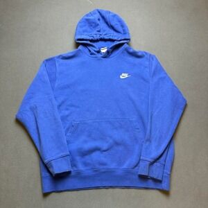 Nike Mini Swoosh Hoodie Blue Pullover Sweatshirt Size L